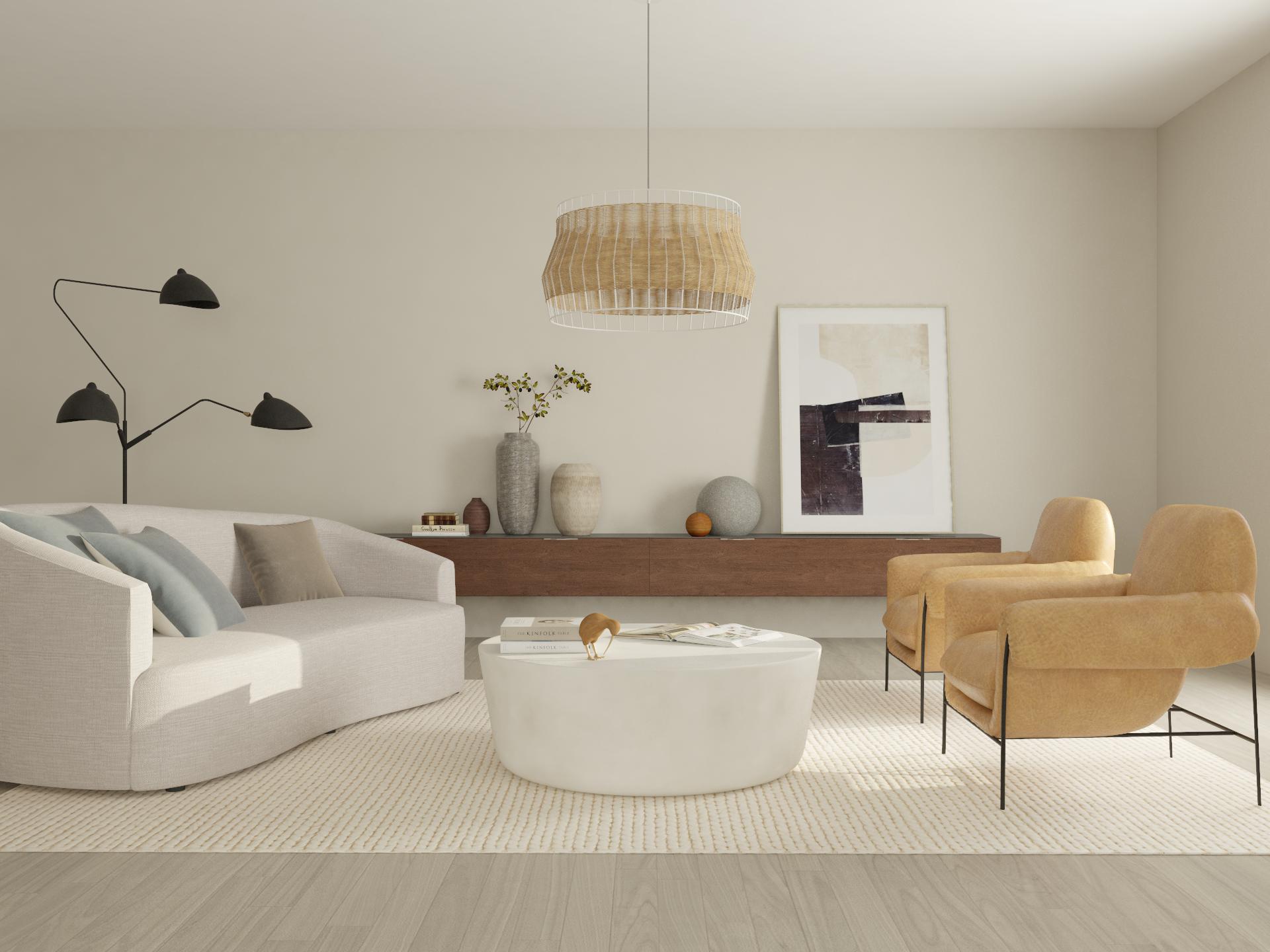 Minimalist style off-white living room